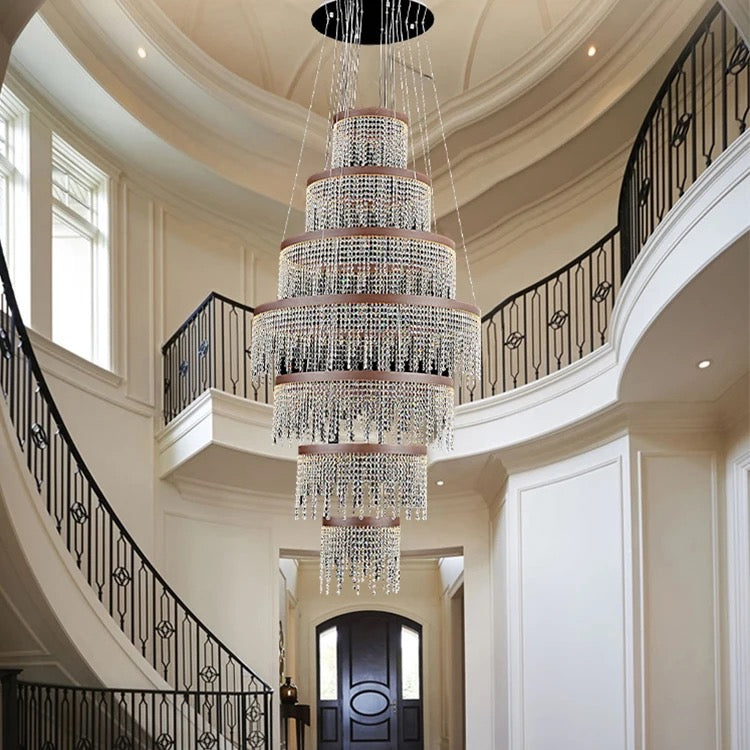 Modern Chandelier Custom Indoor Living Room Lightings Lobby Staircase Luxury Ring Crystal Led Chandelier