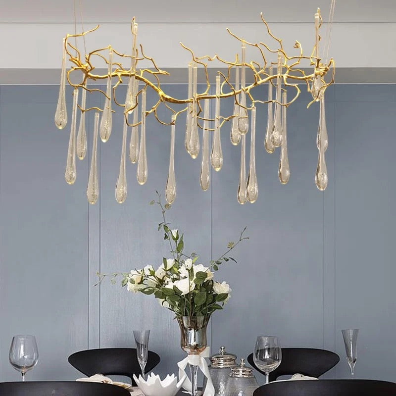 Modern Pendant Light Villa High-end Copper Dining Room French Light Luxury Living Room Crystal Lights