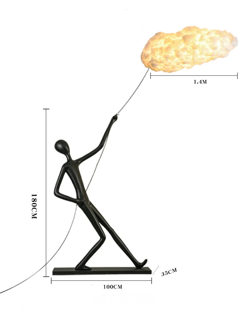 Indoor Outdoor Floor Lamp Humanoid Hand Pull Cloud Design Sense Stand Lamp Sculpture