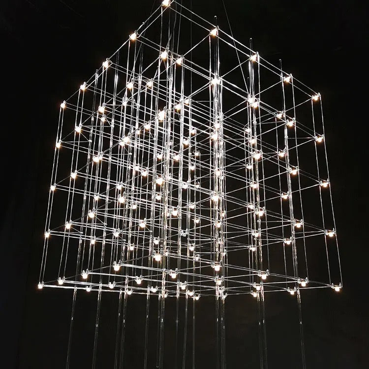 Indoor Modern Pendant Light Luxury Large Square Golden Led Pendant Chandelier Home Office Hotel Lightings Solutions