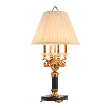 French All Copper Swan Table Lamp European-Style Villa Living Room, Study Desk Lamp Bedroom High-End Bedside Lamp