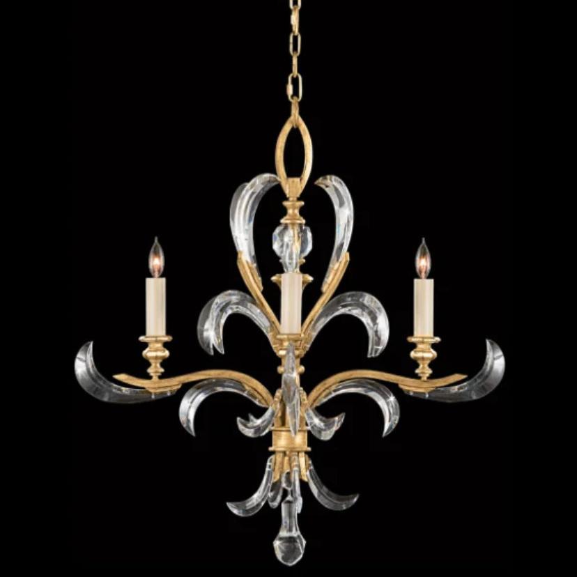 Hallway Chandelier Traditional Warm Gold Finish Chandelier Featuring Beveled Crystal Accents Lightings