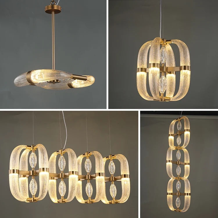 Modern Pendant Light Living Room Dining Table Hall Glass Metal Light Bedroom Led Chandelier