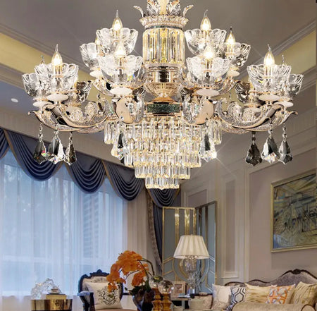 French Crystal Chandelier Living Room Villa European Luxury Entrance Staircase Chandeliers