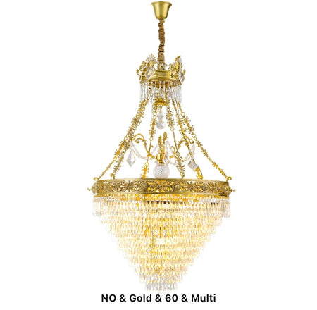 Big Chandelier Midcentury Brass Flush Mount Living Room, Foyer Light Rain Drop European Chandelier