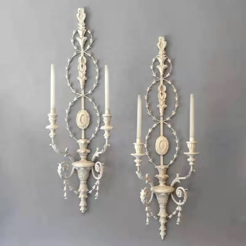 Vintage Wall Lamps 2 Lights White Wall Wood Decor Light Home, Hotel Decorative Sconces