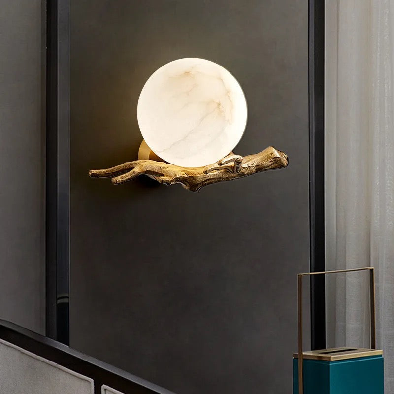 Modern Wall Lamp Copper Marble Living Room Sconces High-end Bedroom  Hallway Wall Lamp