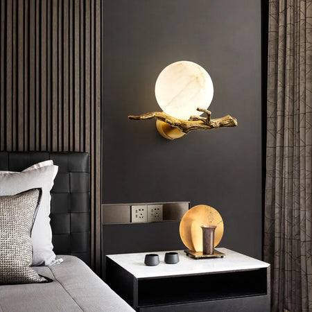 Modern Wall Lamp Copper Marble Living Room Sconces High-end Bedroom  Hallway Wall Lamp