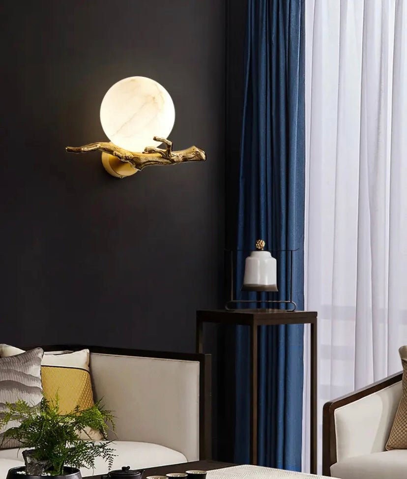 Modern Wall Lamp Copper Marble Living Room Sconces High-end Bedroom  Hallway Wall Lamp