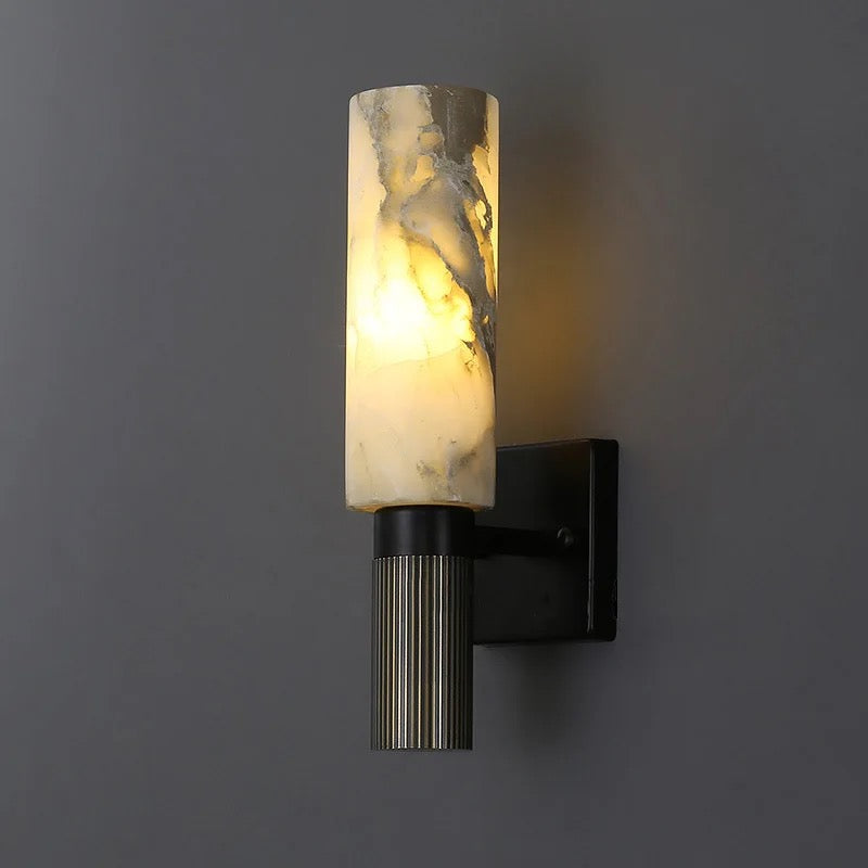 Nordic Sconces Luxury Copper Modern Marble Bedroom Bedside Wall Lamp Living Room Cylindrical Wall Lights