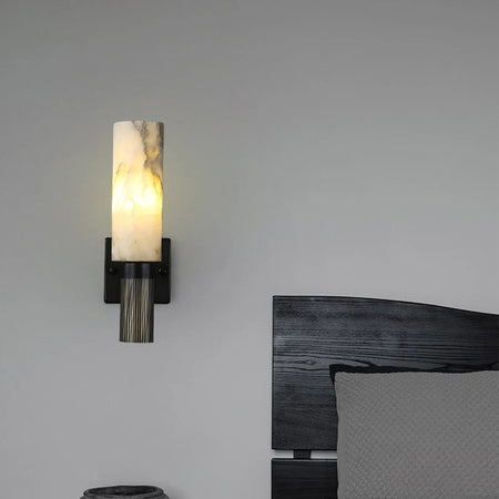 Nordic Sconces Luxury Copper Modern Marble Bedroom Bedside Wall Lamp Living Room Cylindrical Wall Lights