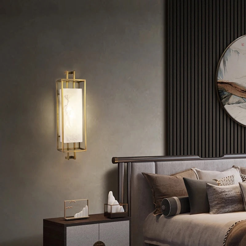 Modern Wall Lights Copper Bedside Wall Lamp Creative Living Room, Hallway Background Marble Sconces