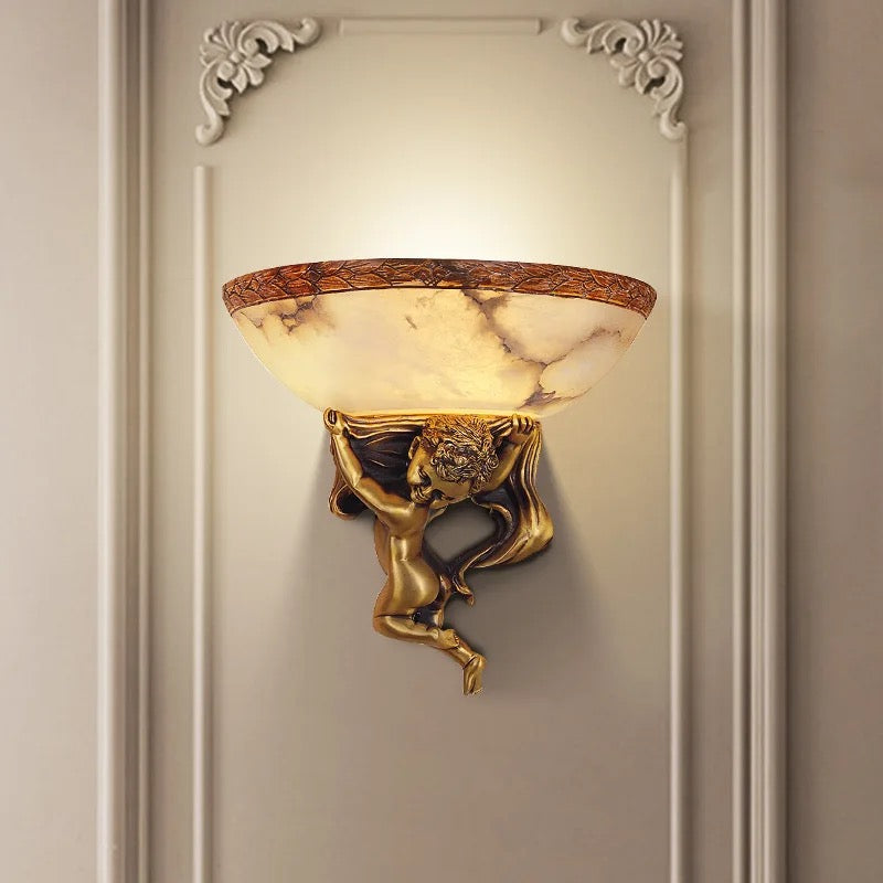 Modern Vintage Design Wall Sconces European Style Living Room Bedroom Bedside Wall Lights Staircase Copper Marble Lamps