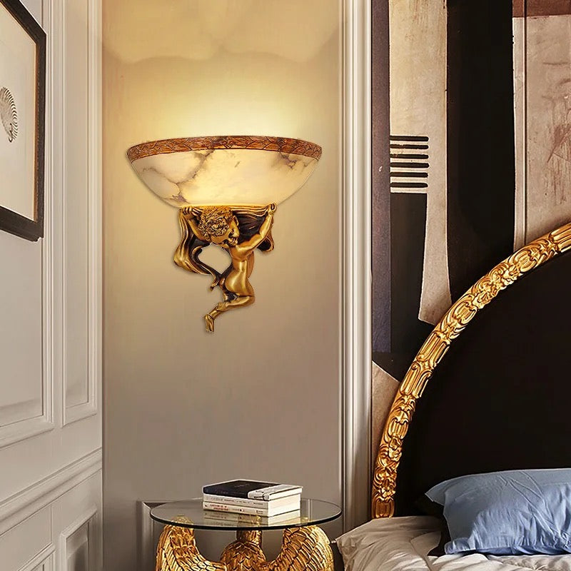 Modern Vintage Design Wall Sconces European Style Living Room Bedroom Bedside Wall Lights Staircase Copper Marble Lamps