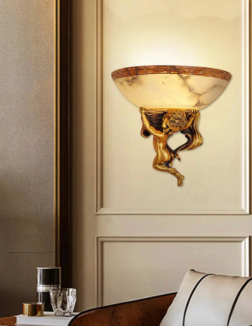 Modern Vintage Design Wall Sconces European Style Living Room Bedroom Bedside Wall Lights Staircase Copper Marble Lamps