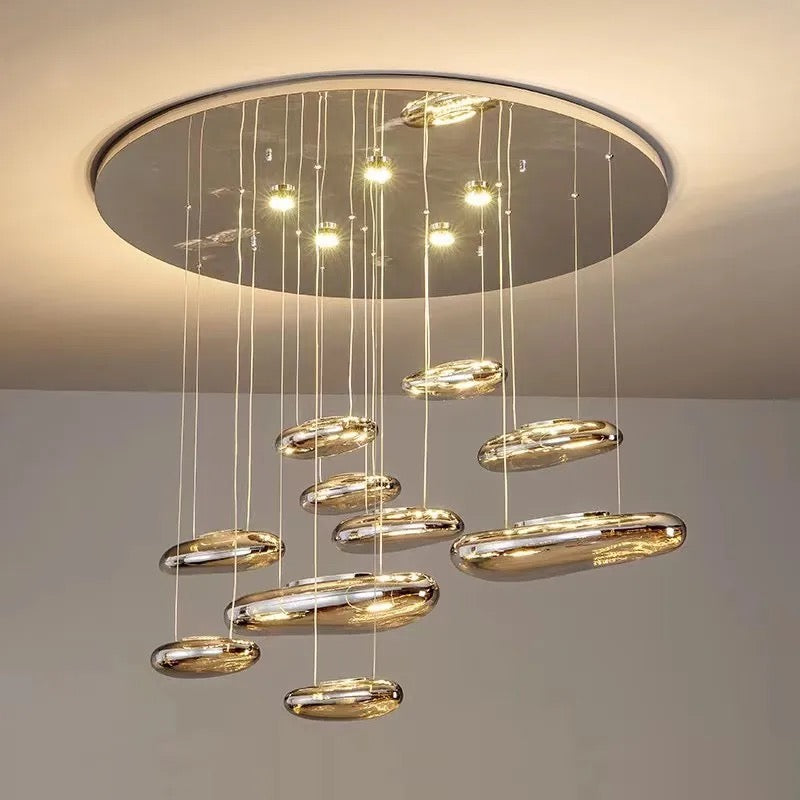 Pendant Ceiling Light Modern Stainless Steel Linear Tri-colour Led Indoor Pendant Lighting