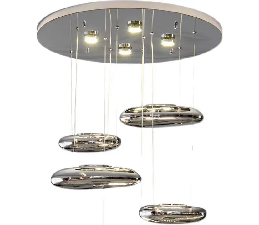 Pendant Ceiling Light Modern Stainless Steel Linear Tri-colour Led Indoor Pendant Lighting