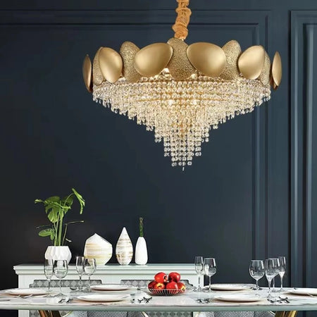 Contemporary Large Chandelier Decorative Gold Luxury Lighting Fixtures Crystal Pendant Lights