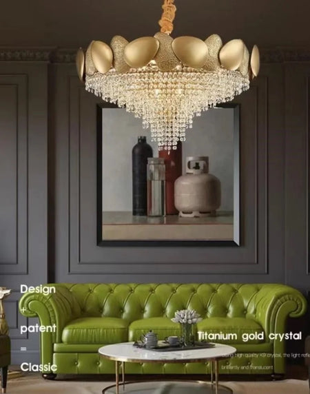 Contemporary Large Chandelier Decorative Gold Luxury Lighting Fixtures Crystal Pendant Lights