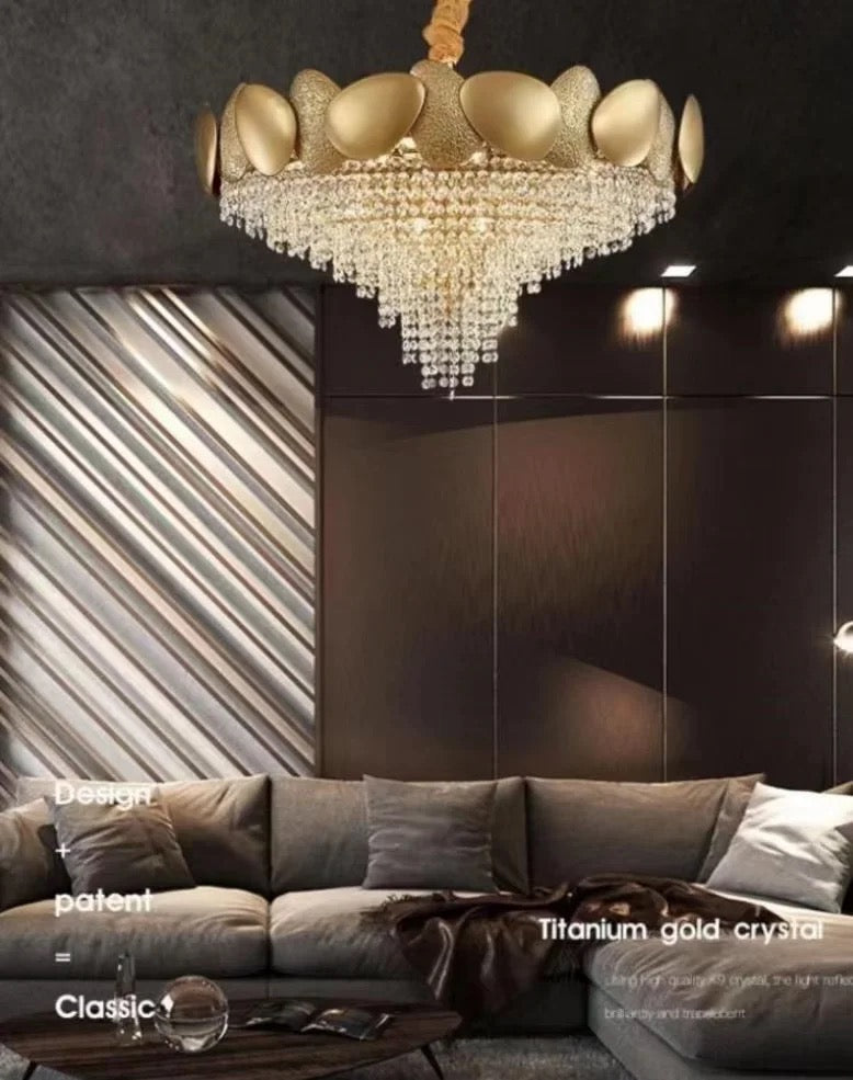 Contemporary Large Chandelier Decorative Gold Luxury Lighting Fixtures Crystal Pendant Lights