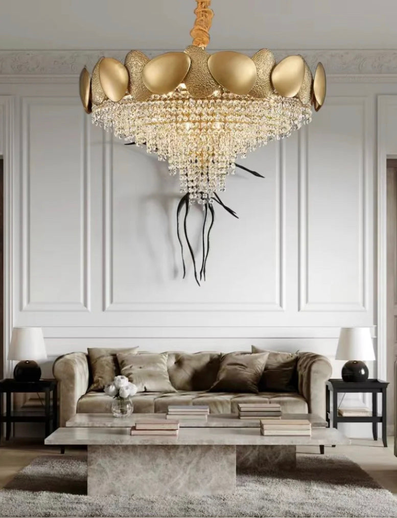 Contemporary Large Chandelier Decorative Gold Luxury Lighting Fixtures Crystal Pendant Lights