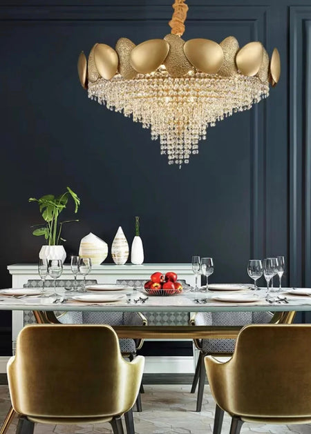 Contemporary Large Chandelier Decorative Gold Luxury Lighting Fixtures Crystal Pendant Lights