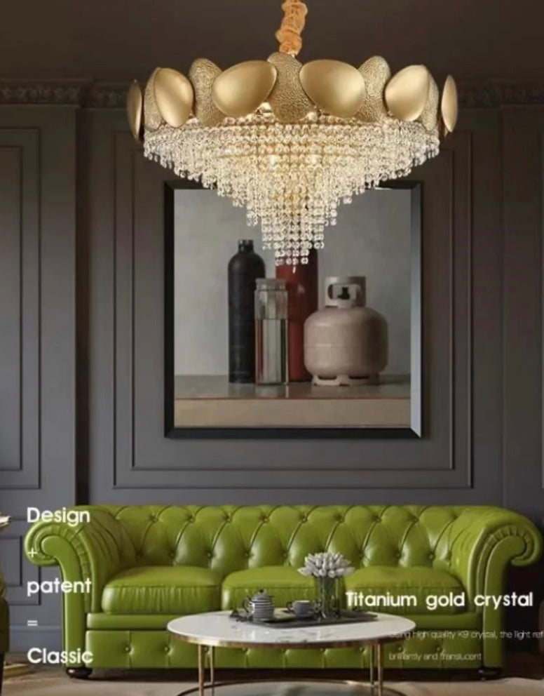 Contemporary Large Chandelier Decorative Gold Luxury Lighting Fixtures Crystal Pendant Lights