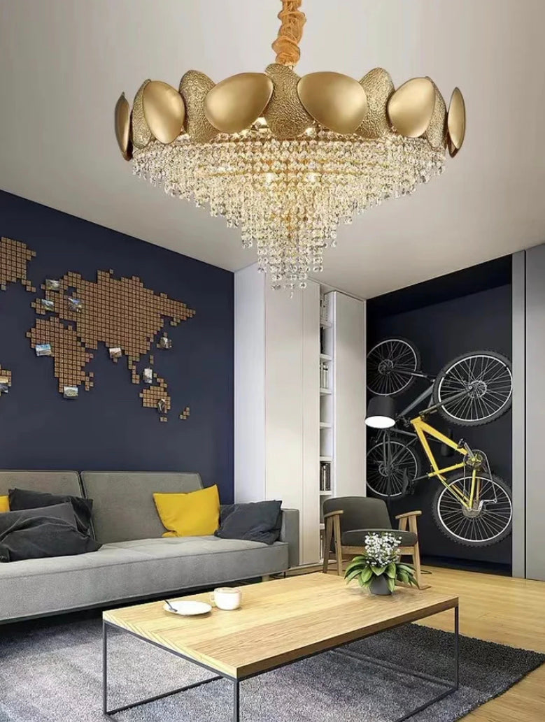 Contemporary Large Chandelier Decorative Gold Luxury Lighting Fixtures Crystal Pendant Lights