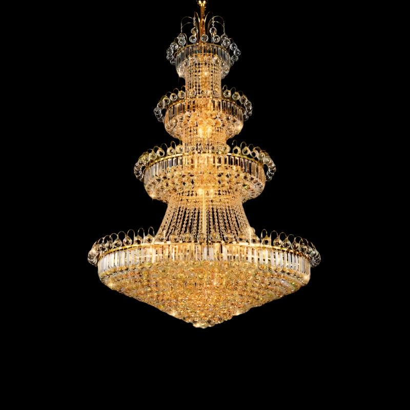 Big Chandelier Midcentury Brass Flush Mount Living Room, Foyer Light Rain Drop European Chandelier