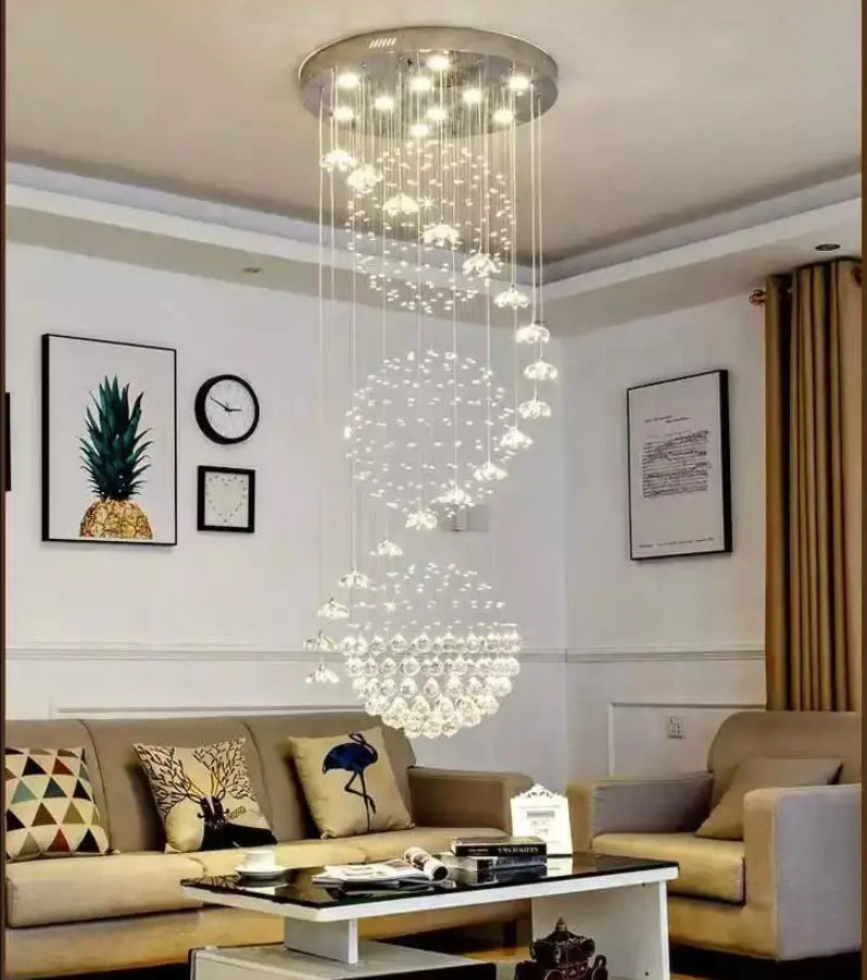 Modern Chandeliers Led Ceiling Large Long Staircase Foyer Gold Luxury Crystal Chandelier