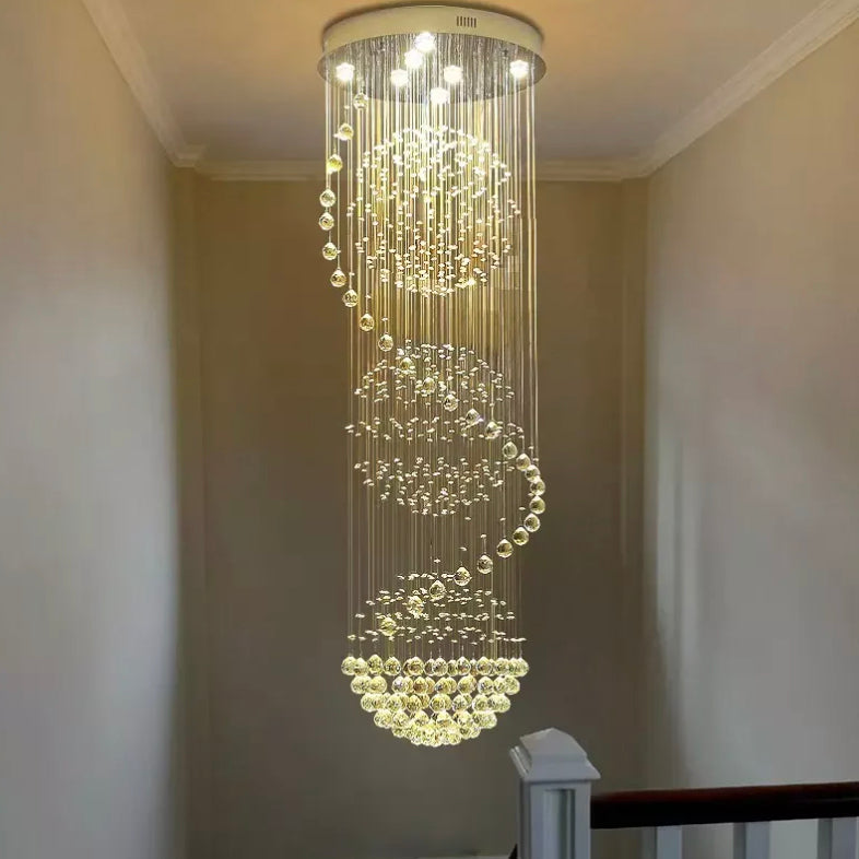 Modern Chandeliers Led Ceiling Large Long Staircase Foyer Gold Luxury Crystal Chandelier