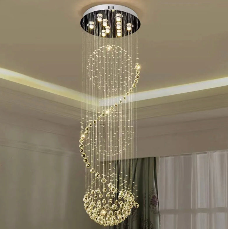 Modern Chandeliers Led Ceiling Large Long Staircase Foyer Gold Luxury Crystal Chandelier