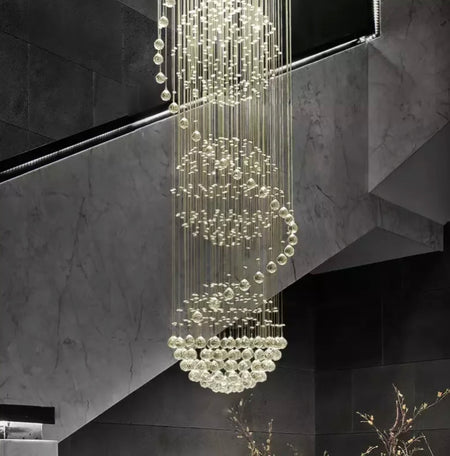 Modern Chandeliers Led Ceiling Large Long Staircase Foyer Gold Luxury Crystal Chandelier