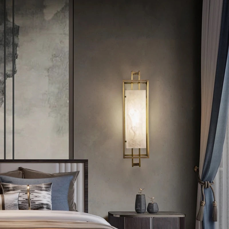 Modern Wall Lights Copper Bedside Wall Lamp Creative Living Room, Hallway Background Marble Sconces