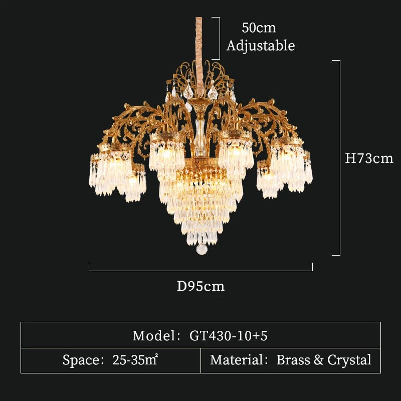 Victorian Chandelier Solid Brass Hanging Light Fixture Pendants Raindrop Crystal Glass Prism Chandelier
