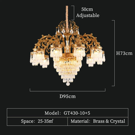 Victorian Chandelier Solid Brass Hanging Light Fixture Pendants Raindrop Crystal Glass Prism Chandelier
