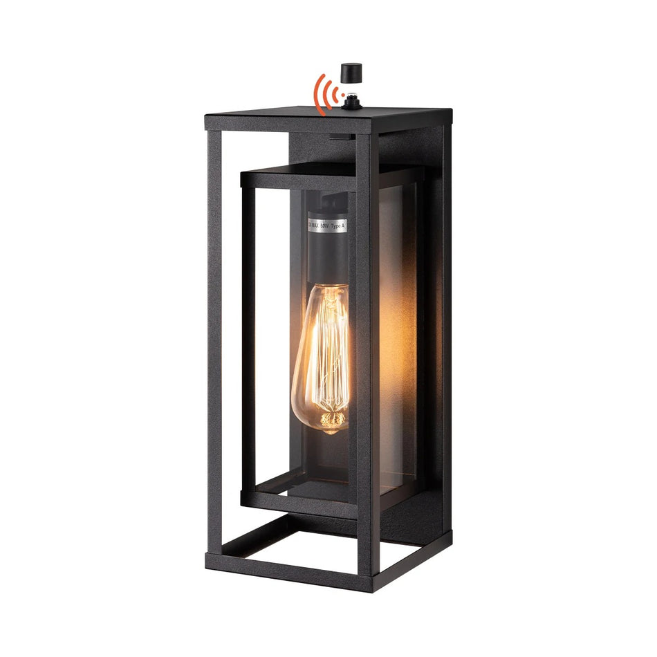 ETL Listed 14" Modern Dusk-to-Dawn Outdoor Wall Sconce, Waterproof Porch Light, 2700K Warm White, Black Aluminum, Dimmable