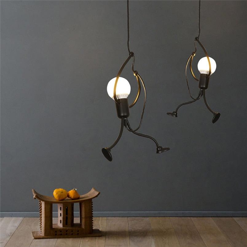 Hanging Chandelier Creative Swing Small Humanoid Chandelier Iron Pendant Lamp