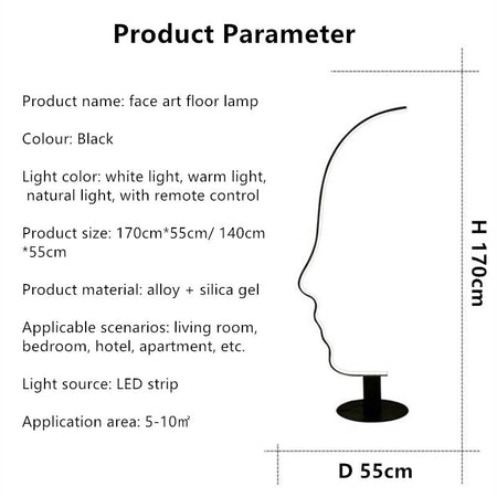 Floor Lamp Human Face Black Body LED Floor Lamp Home Decor Stehlampe