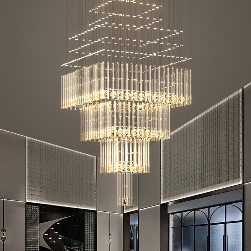 Chandelier Living Room Crystal Hanging Lamp Square Base Light Loft Cristal Lustre Chandeliers