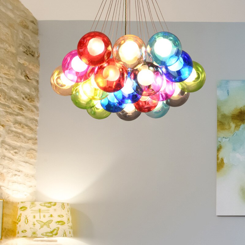 Children's Room Lighting Creative Glass Light Colorful Pendant Lamps Kids Room Hanging Lights