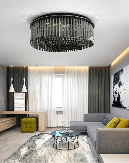 Chandelier Crystal Round Smoky Gray Lamps Bedroom Living Room Lighting Chandeliers