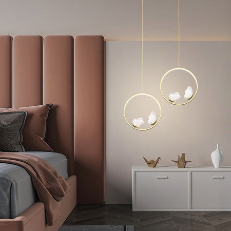 Pendant Light Led Creative Butterfly Bedside Hanging Modern Nordic Gold Ring Pendant Lights