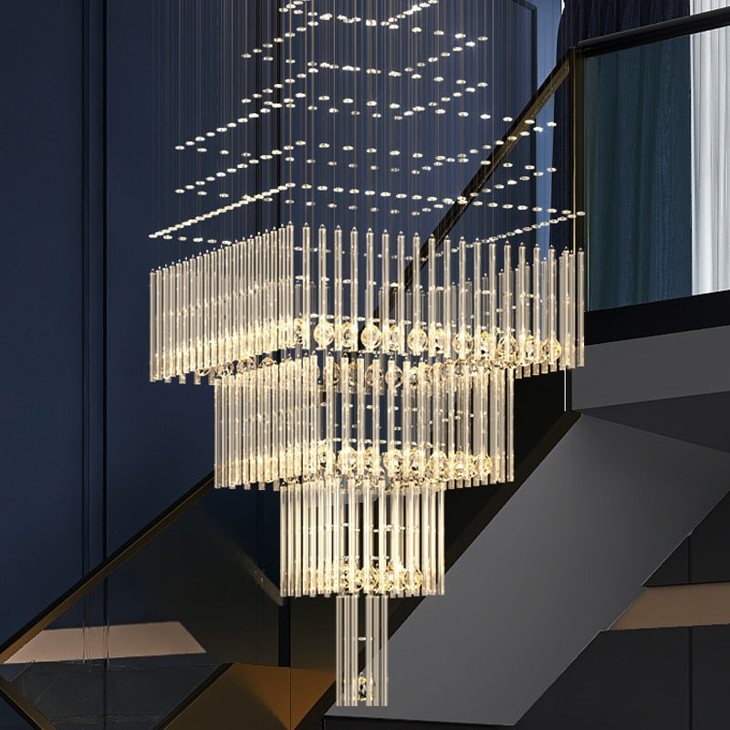 Chandelier Living Room Crystal Hanging Lamp Square Base Light Loft Cristal Lustre Chandeliers