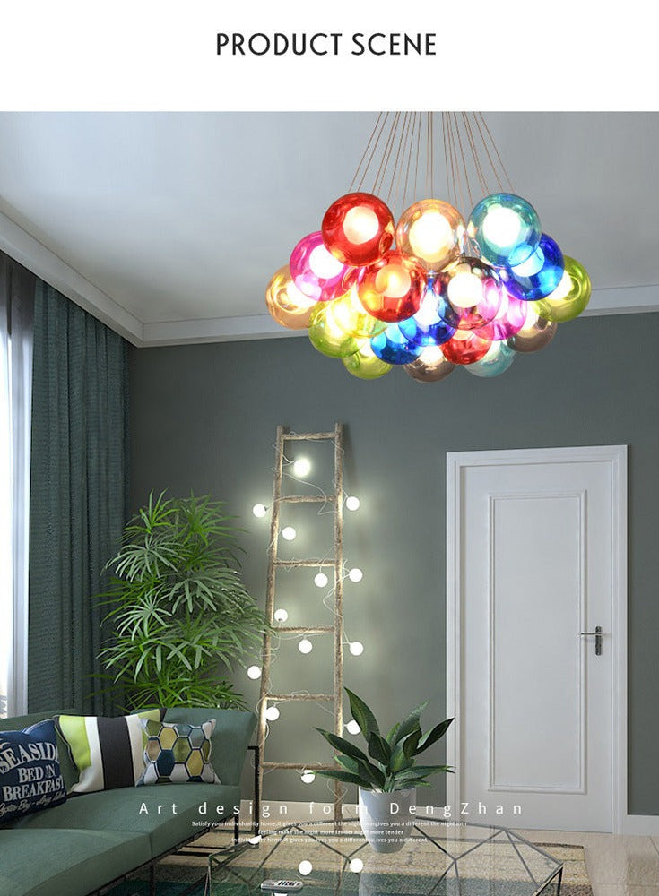 Children's Room Lighting Creative Glass Light Colorful Pendant Lamps Kids Room Hanging Lights