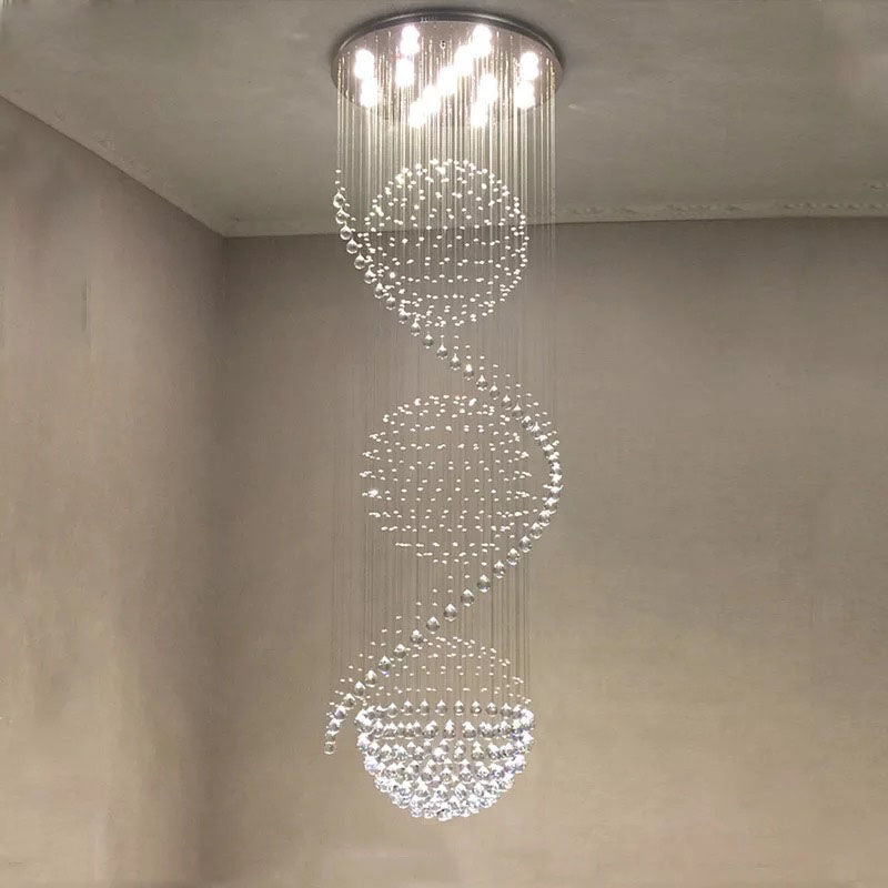 Chandelier Spiral LED Living Room Vitrine Crystal Lighting Lamps Chandeliers