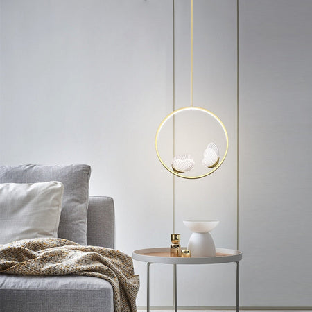 Pendant Light Led Creative Butterfly Bedside Hanging Modern Nordic Gold Ring Pendant Lights