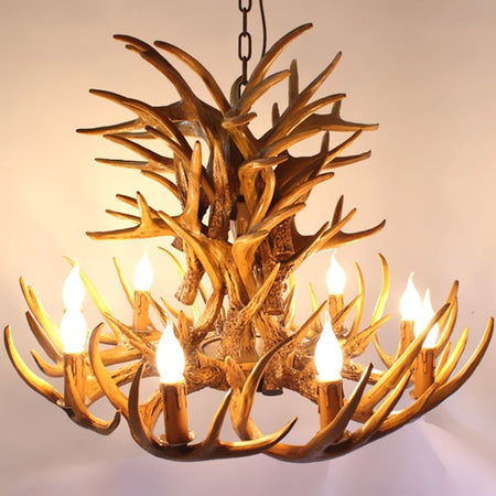 Chandelier American Country Antler Pendant Lights Candle Antler Lighting Antler LOFT Resin Deer Horn Chandeliers