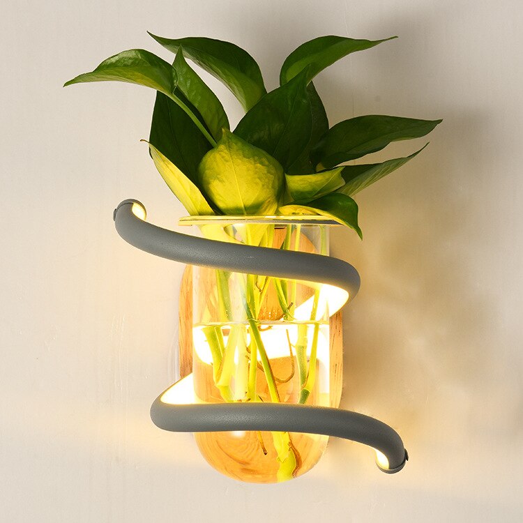 Wall Lamps Wooden Green Plant Bedside Wall Lamps