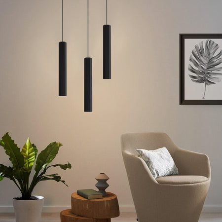 Chandelier Led Warm Light Black Long Tube Chandeliers